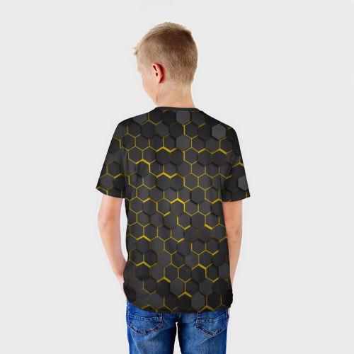 Детская футболка 3D [Lamborghini] - Золотые соты, цвет 3D печать - фото 4