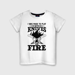 Детская футболка хлопок Меня заставили играть с ножами и огнем