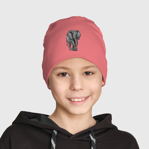 Детская шапка демисезонная Огромный могучий слон, цвет розовый - фото 3