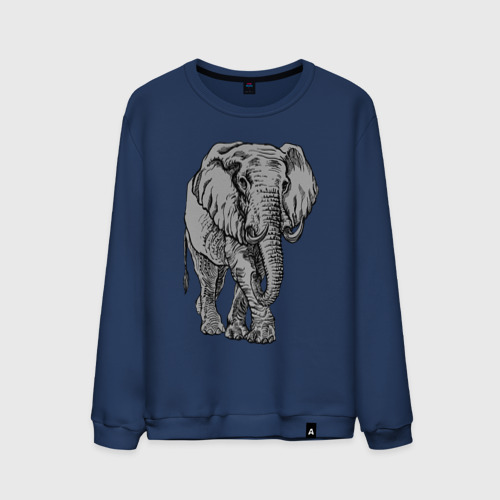 Мужской свитшот хлопок Огромный могучий слон, цвет темно-синий