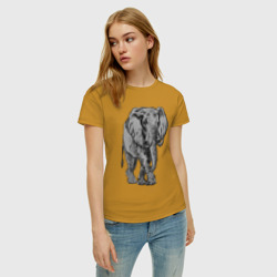 Женская футболка хлопок Огромный могучий слон - фото 2