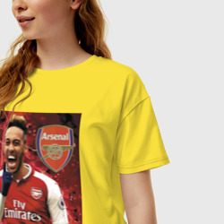 Женская футболка хлопок Oversize Arsenal - Pierre Emerick Aubameyang - фото 2