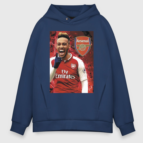 Мужское худи Oversize хлопок Arsenal - Pierre Emerick Aubameyang, цвет темно-синий