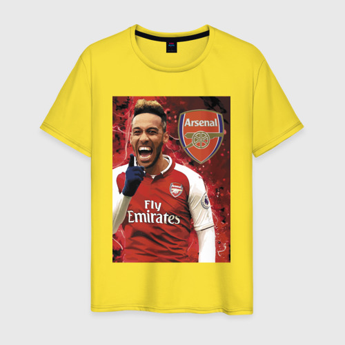 Мужская футболка хлопок Arsenal - Pierre Emerick Aubameyang, цвет желтый