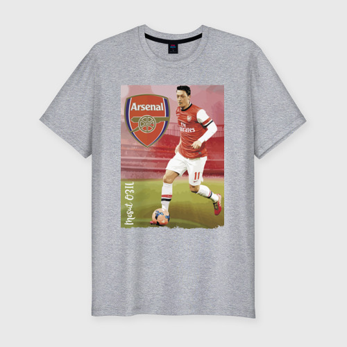 Мужская футболка хлопок Slim Arsenal - Mesut Ozil, цвет меланж