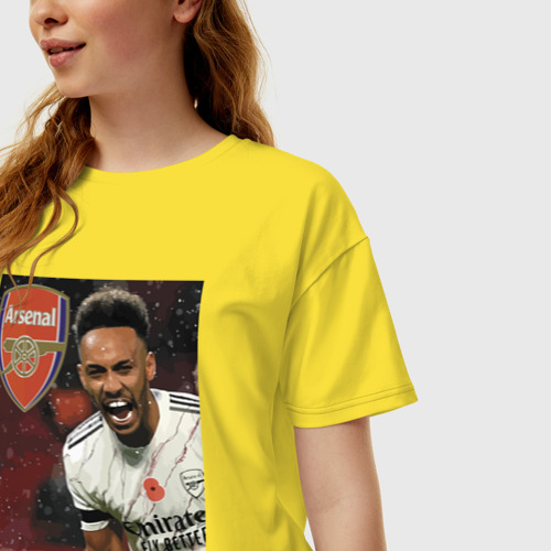 Женская футболка хлопок Oversize Arsenal - Pierre-Emerick Aubameyang, цвет желтый - фото 3