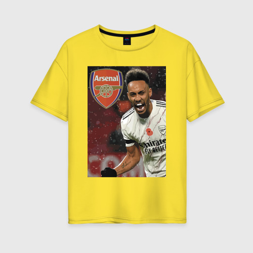 Женская футболка хлопок Oversize Arsenal - Pierre-Emerick Aubameyang, цвет желтый