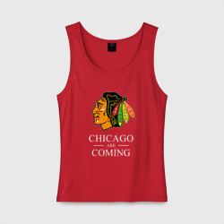 Женская майка хлопок Chicago are coming, Чикаго Блэкхокс, Chicago Blackhawks