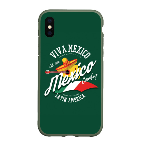 Чехол для iPhone XS Max матовый Мексика Mexico, цвет темно-зеленый