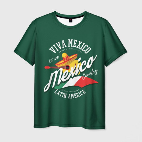 Мужская футболка с принтом Мексика Mexico, вид спереди №1