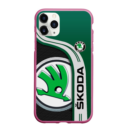 Чехол для iPhone 11 Pro матовый Skoda Auto Шкода авто, цвет малиновый