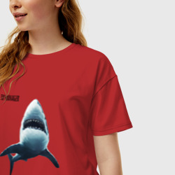 Женская футболка хлопок Oversize Акула - топ менеджер - фото 2