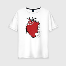 Женская футболка хлопок Oversize Фонендоскоп обвивает сердце