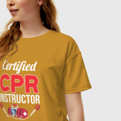 Женская футболка хлопок Oversize Сертифицированный СЛР инструктор - фото 2