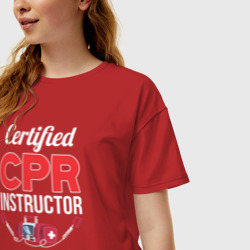 Женская футболка хлопок Oversize Сертифицированный СЛР инструктор - фото 2