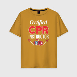 Женская футболка хлопок Oversize Сертифицированный СЛР инструктор