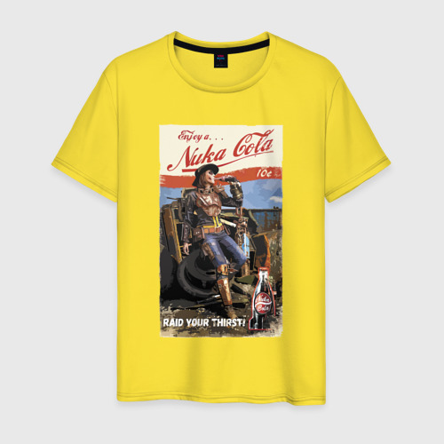 Мужская футболка хлопок Nuka Cola - raid your first!, цвет желтый