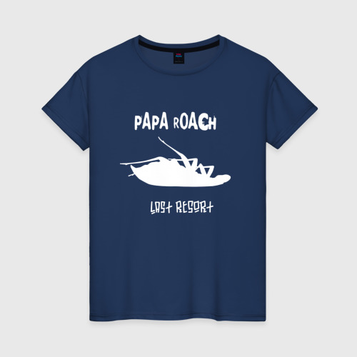 Женская футболка хлопок с принтом Papa Roach , Папа Роач Рок, вид спереди #2