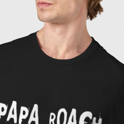 Футболка с принтом Papa Roach Рок кот для женщины, вид на модели спереди №4. Цвет основы: черный