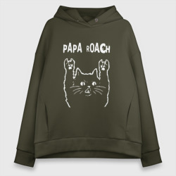 Женское худи Oversize хлопок Papa Roach Рок кот