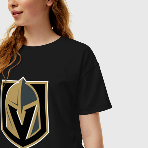 Женская футболка хлопок Oversize Vegas Golden Knights , Вегас Голден Найтс, цвет черный - фото 3