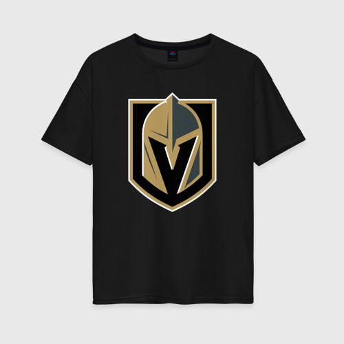 Женская футболка хлопок Oversize Vegas Golden Knights , Вегас Голден Найтс, цвет черный