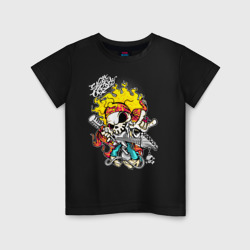 Детская футболка хлопок Скелет музыкант  с гитарой