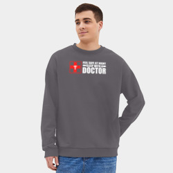 Мужской свитшот oversize без начеса хлопок Чтобы чувствовать себя в безопасности ночью, спите с врачом - фото 2