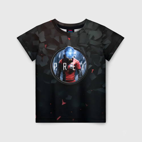 Детская футболка 3D с принтом Black logo prey, вид спереди #2