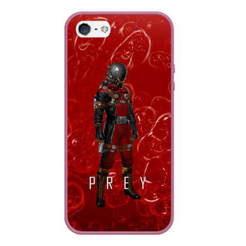 Чехол для iPhone 5/5S матовый Prey blood horror, цвет розовый