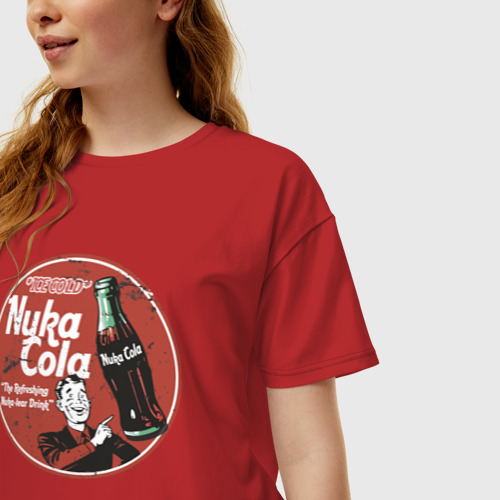 Женская футболка хлопок Oversize Nuka Cola Ice Cold Retro, цвет красный - фото 3