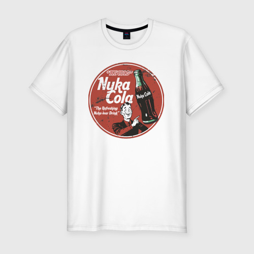 Мужская приталенная футболка из хлопка с принтом Nuka Cola Ice Cold Retro, вид спереди №1