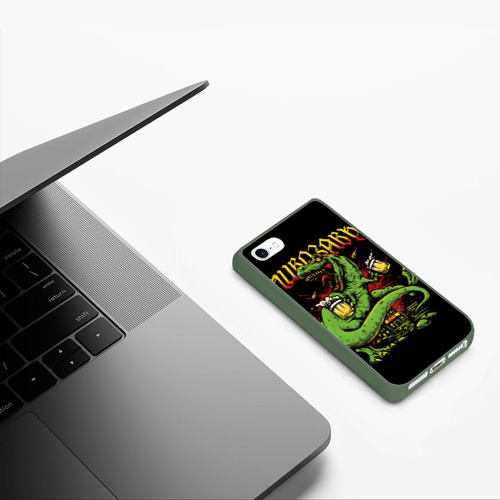 Чехол для iPhone 5/5S матовый ПивоЗавр Ти-Рекс, цвет темно-зеленый - фото 5