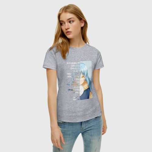 Женская футболка хлопок О моём перерождении в слизь, Римуру Темпест цитата, цвет меланж - фото 3