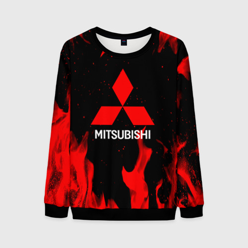 Мужской свитшот 3D Mitsubishi Red Fire, цвет черный