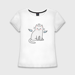 Женская футболка хлопок Slim Котик ангел cat angel