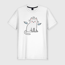 Мужская футболка хлопок Slim Котик ангел cat angel