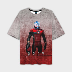 Мужская футболка oversize 3D Prey grey and blood