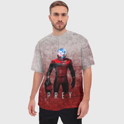 Мужская футболка oversize 3D Prey grey and blood - фото 2