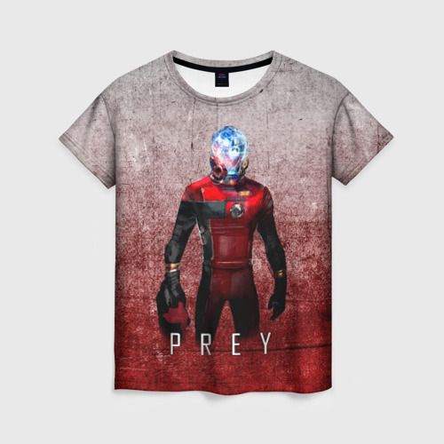 Женская футболка с принтом Prey grey and blood, вид спереди №1