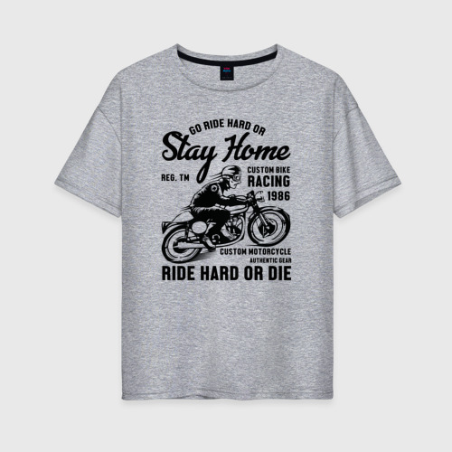Женская футболка хлопок Oversize с принтом Мотоцикл на заказ, вид спереди #2