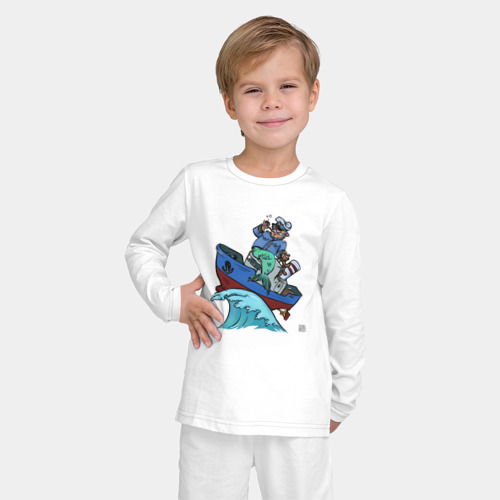 Детская пижама с лонгсливом хлопок Капрусал, цвет белый - фото 3