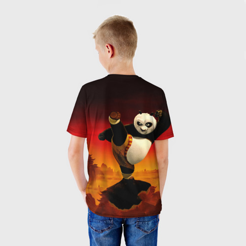 Детская футболка 3D с принтом Кунг-фу Панда New, вид сзади #2