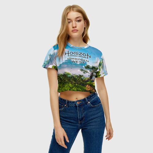 Женская футболка Crop-top 3D Horizon Forbidden West Хоризон Запретный Запад, цвет 3D печать - фото 3