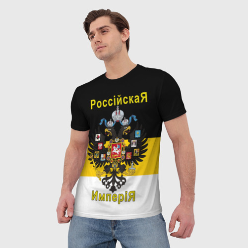 Мужская футболка 3D Российская Империя Флаг и Герб, цвет 3D печать - фото 3