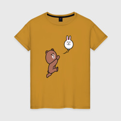 Женская футболка хлопок Погоня за шариком-зайцем