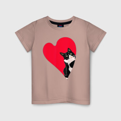 Детская футболка хлопок Кот в валентинке