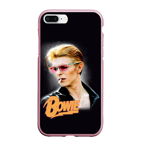 Чехол для iPhone 7Plus/8 Plus матовый David Bowie Smoking, цвет розовый