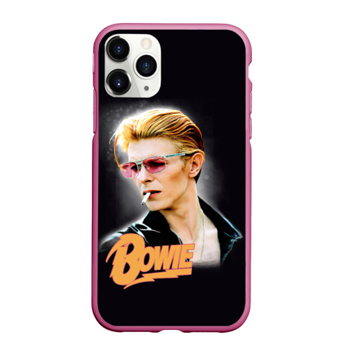 Чехол для iPhone 11 Pro Max матовый David Bowie Smoking, цвет малиновый