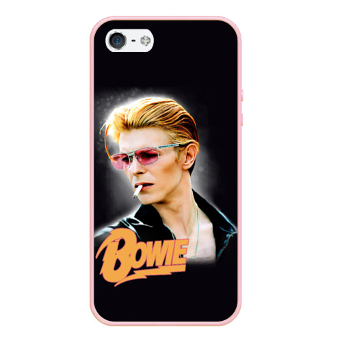 Чехол для iPhone 5/5S матовый David Bowie Smoking, цвет светло-розовый